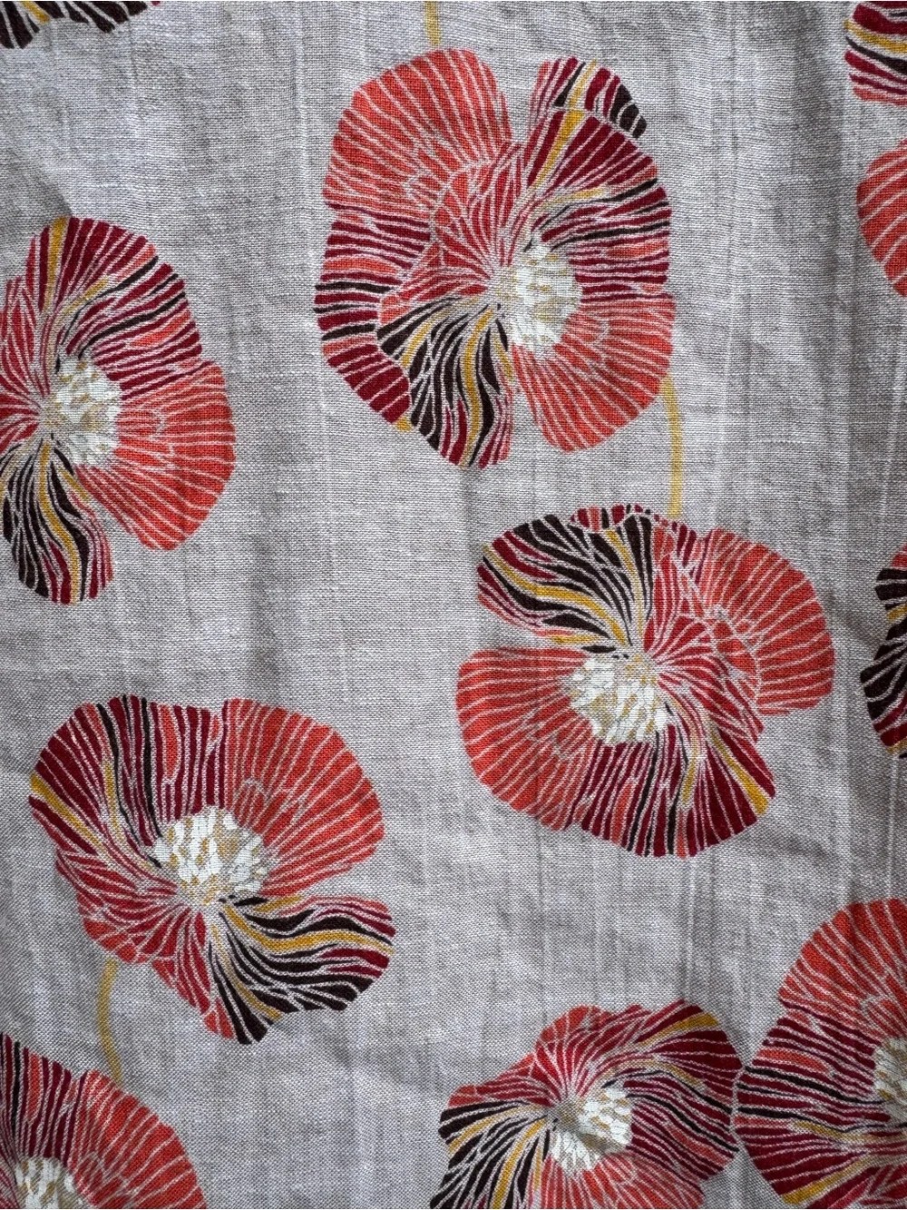 Habitat Sleeveless Linen-Blend Midi Shift Dress Oatmeal Pink Floral Small - Picture 4 of 5